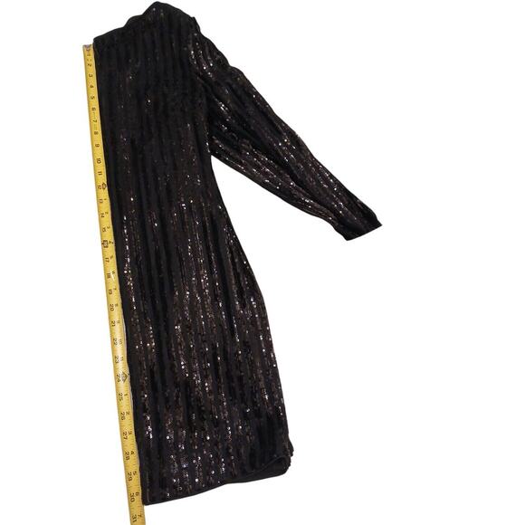 Forever 21 Black Sequin Bodycon Mini Dress Sz S SPARKLE Party Holiday New Years - Picture 14 of 16